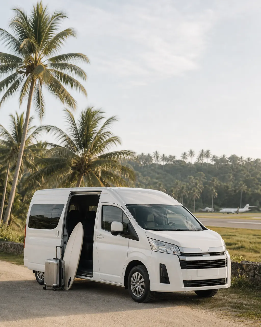A private van ready to carry surfboards from Sayak Airport to Cloud 9, Siargao