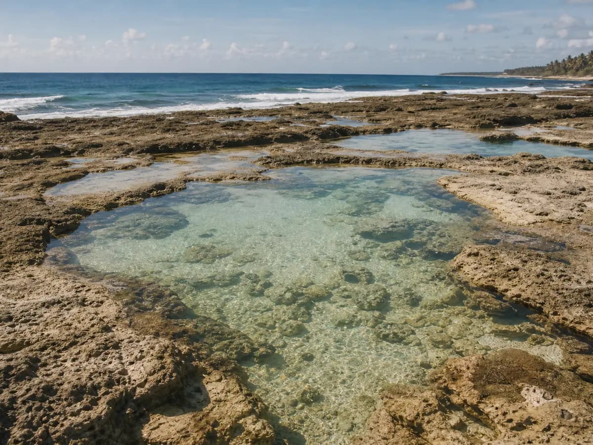 Natural tidal rock pools by the sea, a popular Siargao land-tour stop